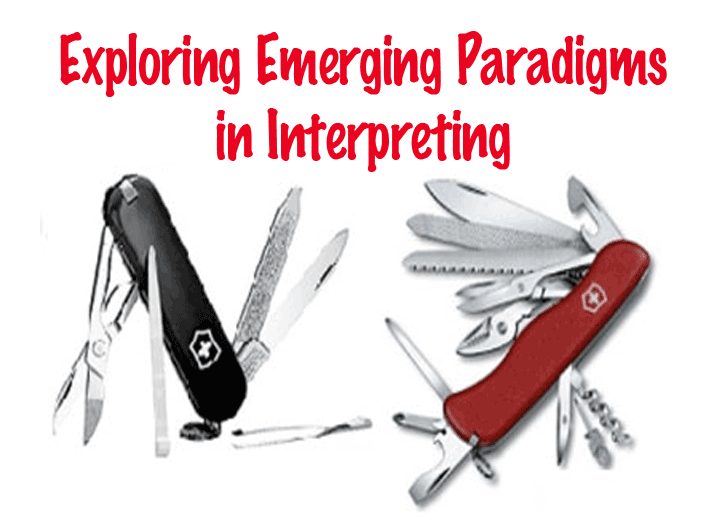 Exploring Emerging Paradigms in Interpreting (image of red and black swiss army knives with multiple tools)