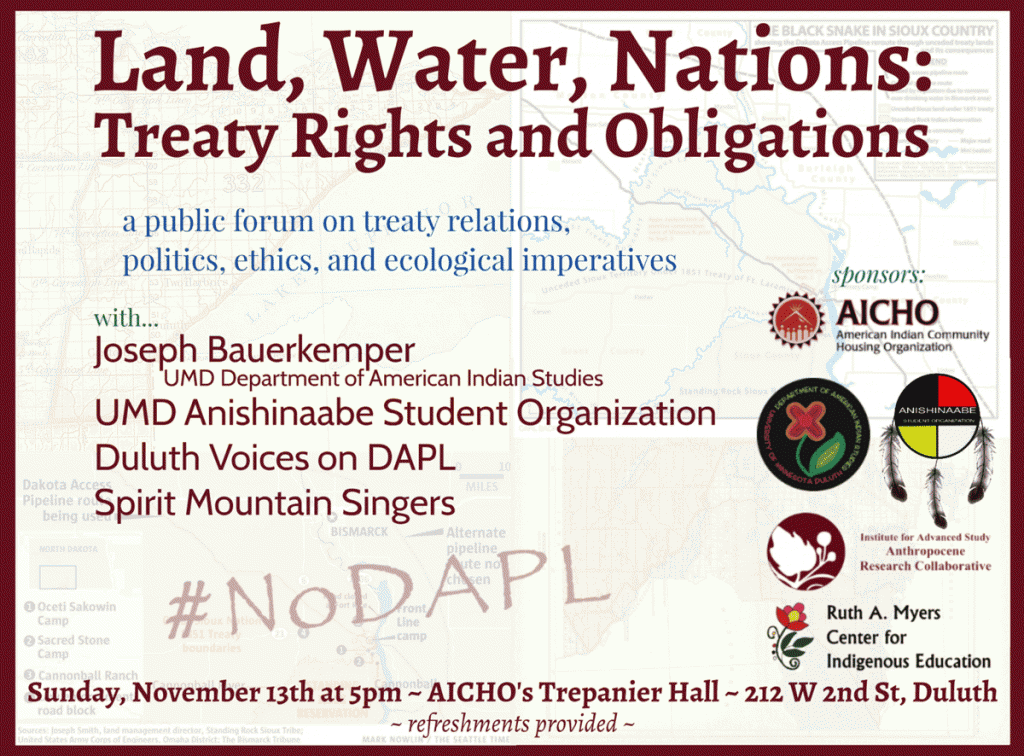 Poster for presentation on Land, Water, Nations: Treaty Rights and Obligations