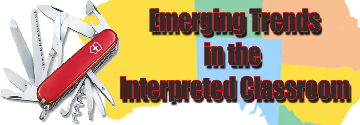 Image of swiss army knife and map of South Australia with words "Emerging Trends in the Interpreted Classroom"