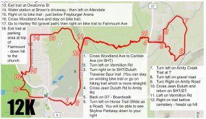 Map of 12k route with directions