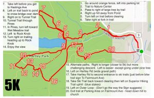 Map of 5K route with directions