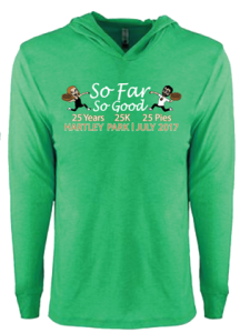 Long sleeve green t-shirt with So Far So Good logo