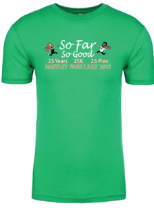 Short sleeve green t-shirt with So Far So Good logo